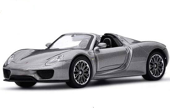 Gray 1:36 Scale Welly Diecast Porsche 918 Spyder Toy