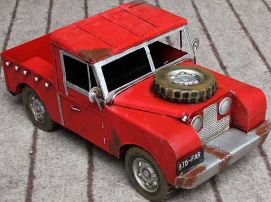 Large Scale Red Tinplate Vintage Style Pickup Truck Model