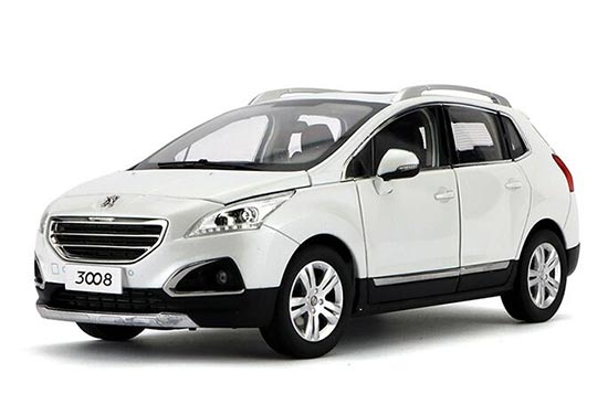 White / Gray / Red 1:18 Scale Diecast Peugeot 3008 SUV Model