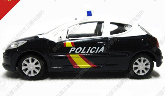 Black-White 1:43 Scale Kids Diecast Peugeot 207 Toy