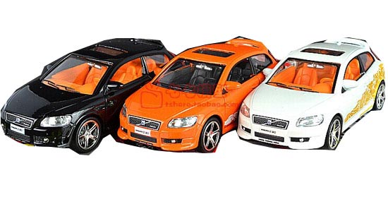 Kids 1:32 Black / White / Red / Orange Diecast Volvo C30 Toy
