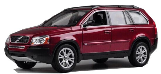 Wine Red / Gray 1:18 Scale Welly Diecast Volvo XC90 Model